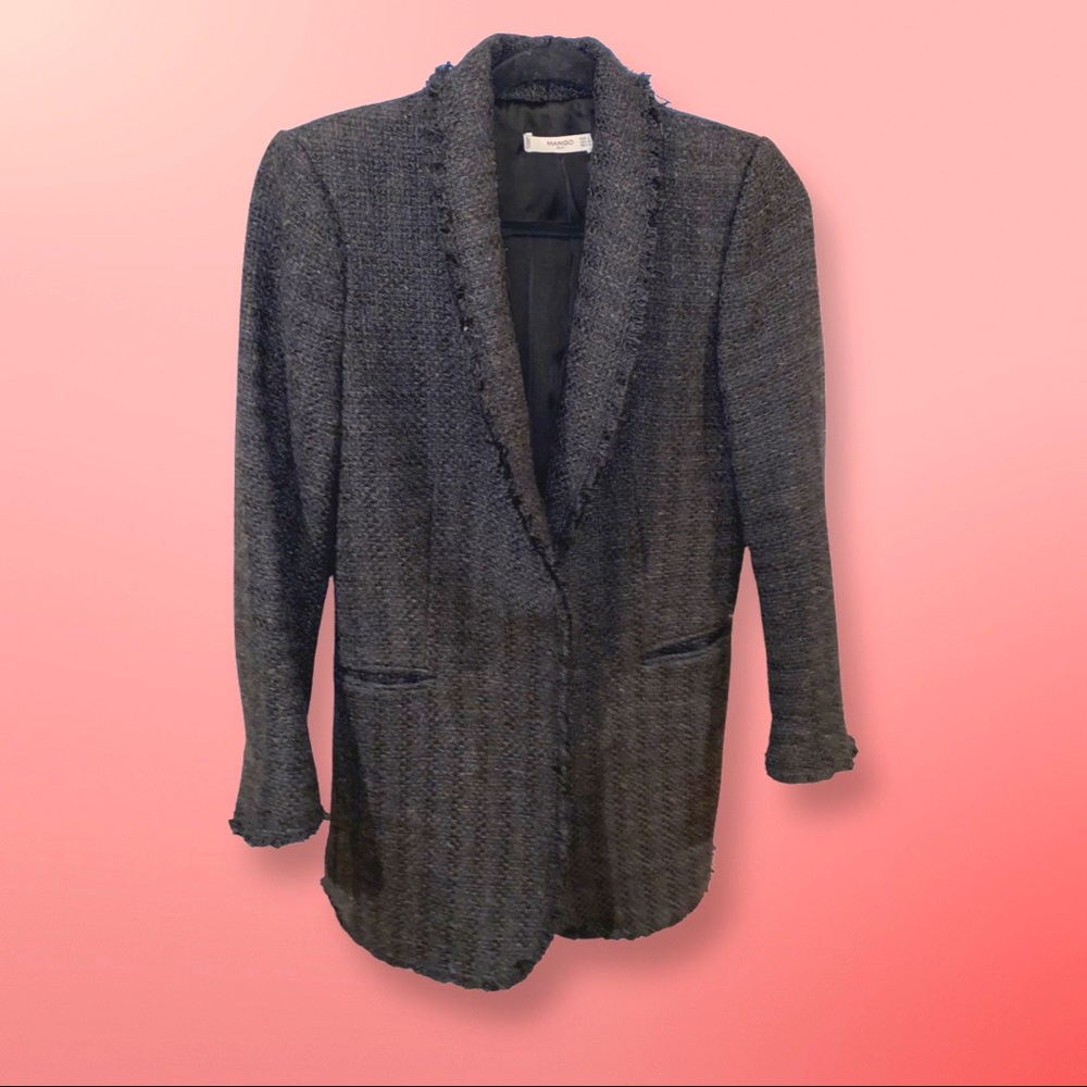 Mango Black Tweed Blazer